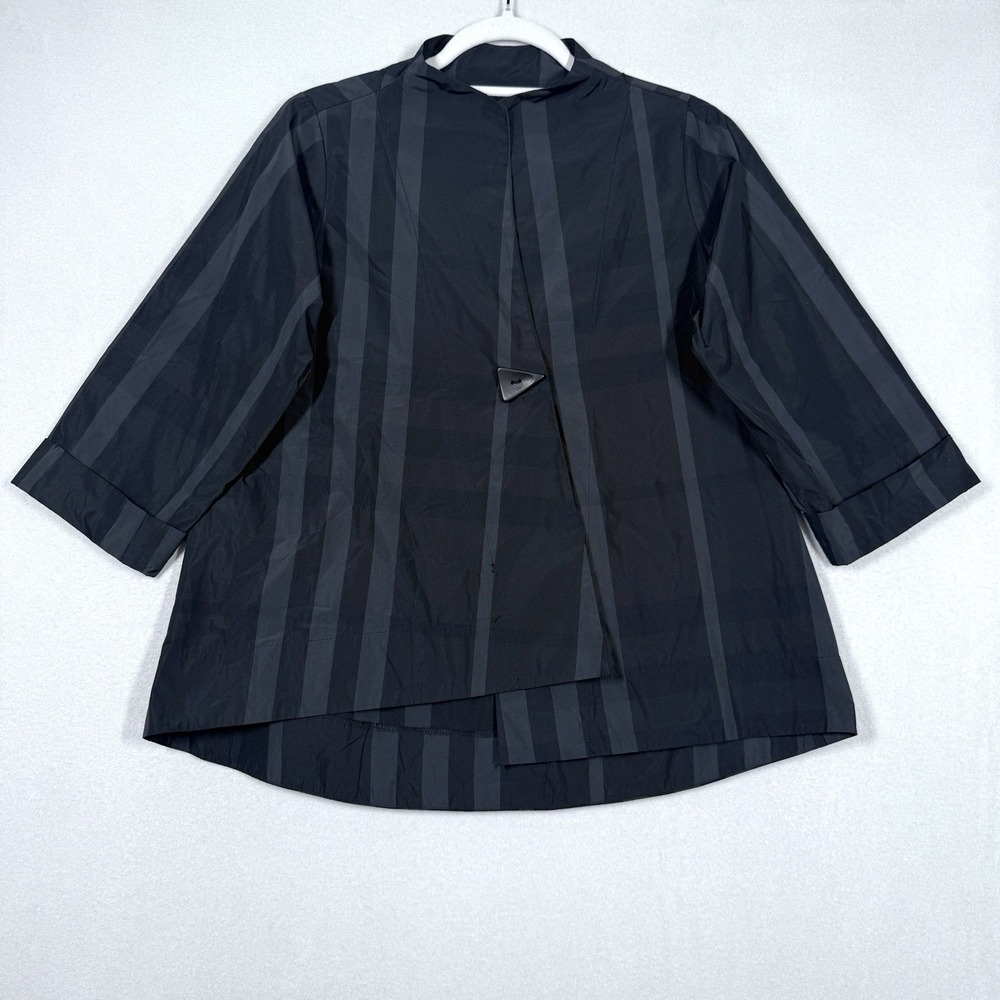 Sun Kim Jacket Womens XS Poly Memory Crinkle‎ Asymmetric Top Lagenlook Artsy USA